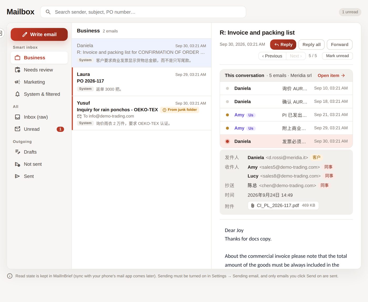 Smart inbox
